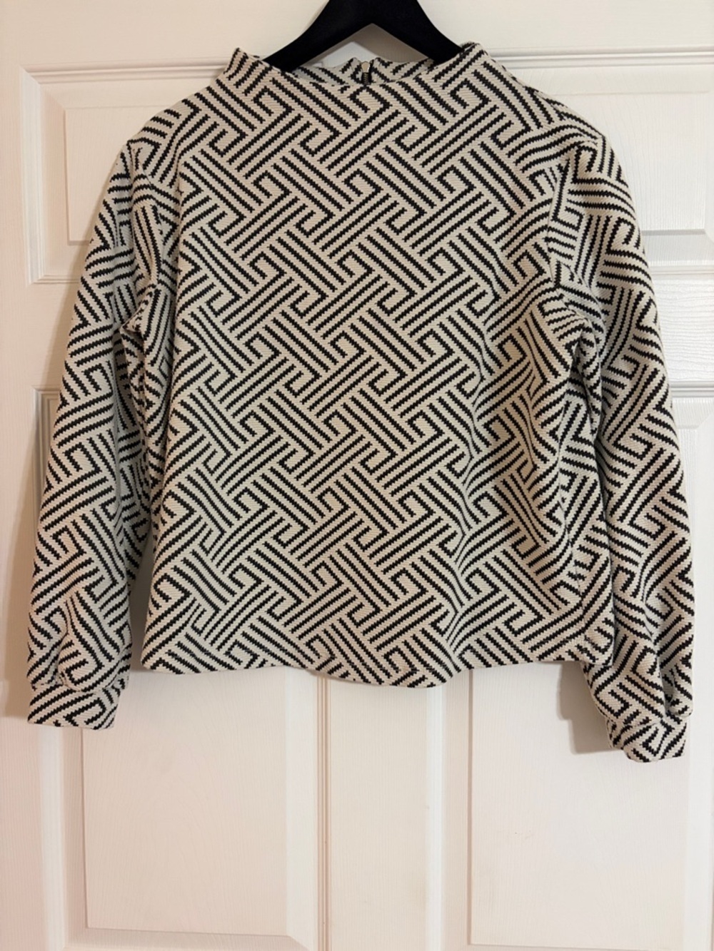 Anthropologie W5 Geometric Basketweave Blouse- Black & White Size M